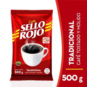 Café Sello Rojo Tradicional Molido y Tostado Paquete x 500 g.