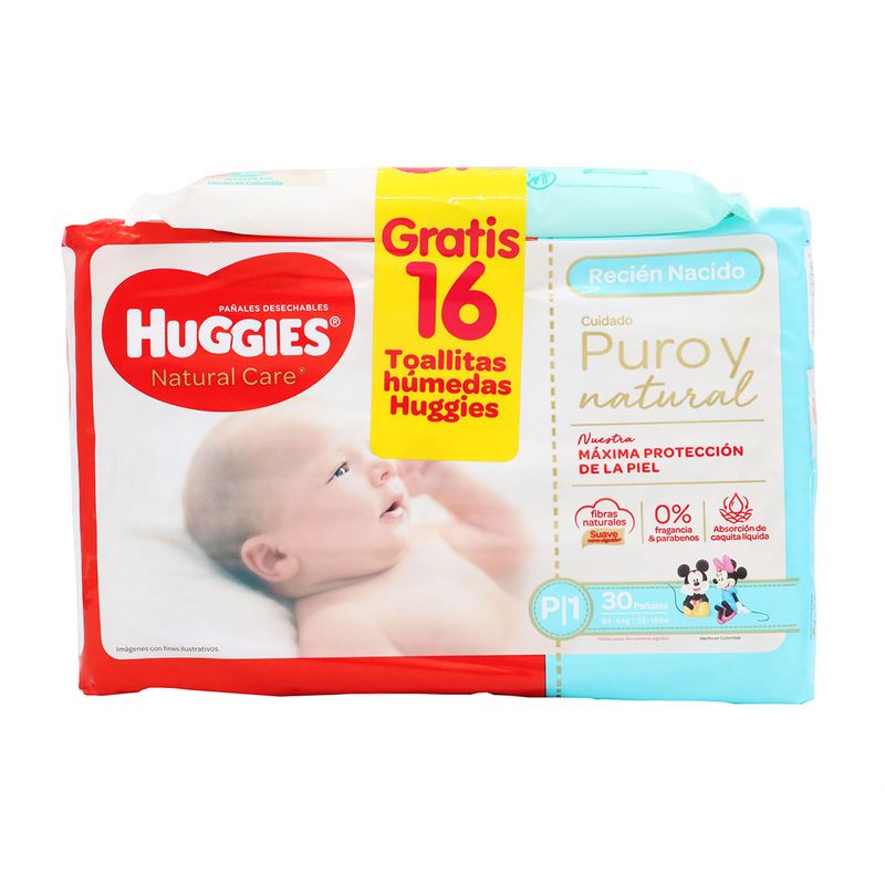 Pañales Huggies Natural Care Recién Nacido