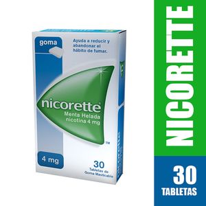 Menta Helada Nicorette 4 Mg Caja x 30 Tabletas de Goma Masticable