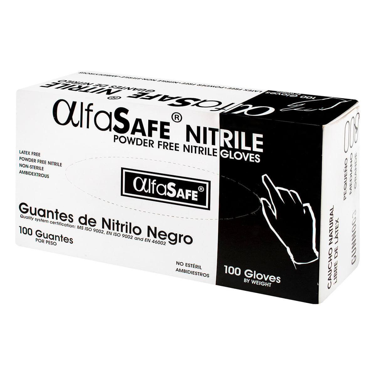 Guantes De Nitrilo Alfa Safe Negro Talla L Caja X 100 Uds