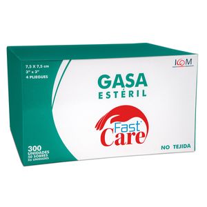 Gasa Estéril Fast Care No Tejida 3 X 3 Pulg Icom Caja X 300 Uds 50 Sobres X 6 Uds.