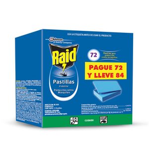 Insecticida Raid Pastillas Caja x 72 Uds Pague 72 Lleve 84.