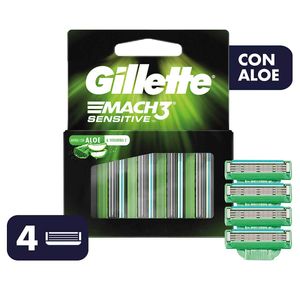 Cartuchos Para Afeitar Gillette Mach 3 Sensitive Caja X 4 Uds.