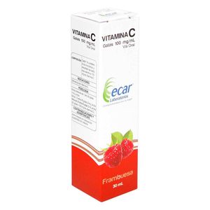 Vitamina C 100 Mg/mL Ecar Frambuesa Gotas Frasco x 30 mL