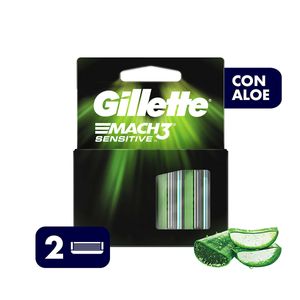 Cartuchos para Afeitar Gillette Mach 3 Sensitive Caja x 2 Uds.