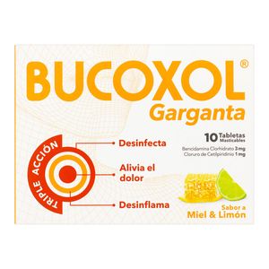 Bucoxol Triple Acción La Santé Miel & Limón Caja x 10 Tabletas Masticables