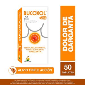 Bucoxol Triple Acción Miel Y Limón Caja X 50 Tabletas.