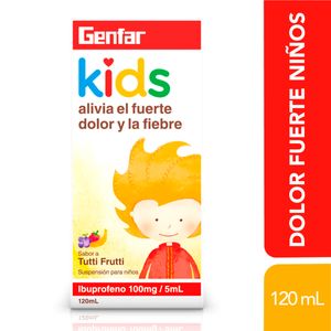 Suspensión Ibuprofeno 100 Mg/5 mL Genfar Kids Tutti Frutti Frasco x 120 mL