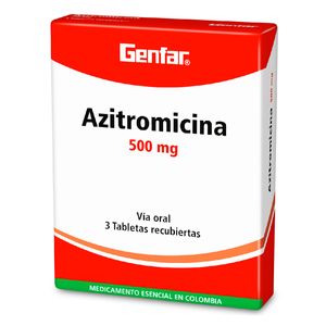 Azitromicina 500 Mg Genfar Caja X 3 Tabletas Recubiertas.