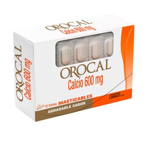 Orocal 600 Mg Lebriut Caja X 30 Tabletas Masticables.