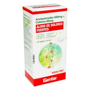 Acetaminofén 500Mg/Cafeína 65Mg Genfar Caja X 48 Tabletas.