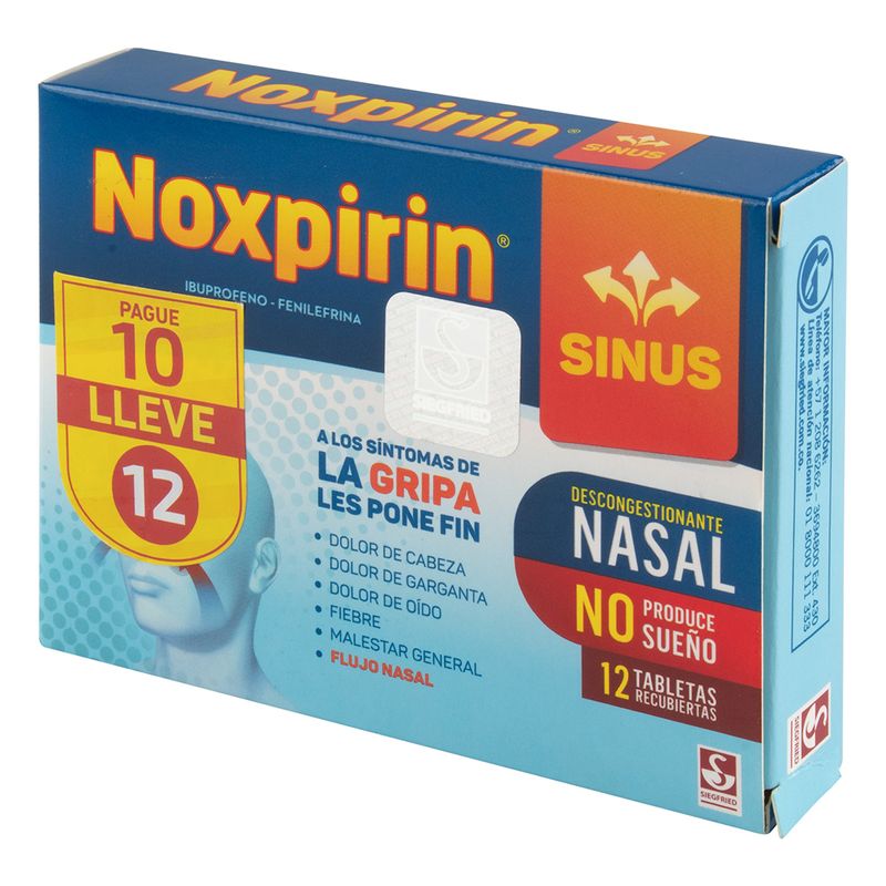 NOXPIRIN SINUS X 12 TABLETAS - DESCONGESTIONANTE NASAL