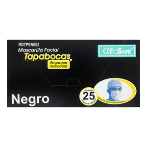 Tapabocas Alfa Safe Negro Caja X 25 Uds.