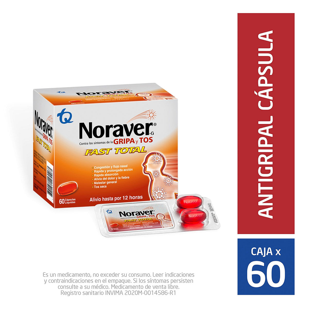 Noraver Fast Total Caja x 60 Cápsulas Líquidas - Farmaexpress