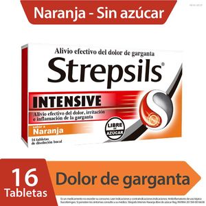 Strepsils Intensive Libre De Azúcar Naranja Caja X 16 Tabletas.