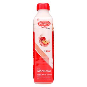 Solución Electrolítica Pedialyte Max con Zinc 60 Manzana Frasco x 500 mL